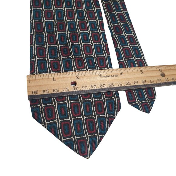 Vintage Ferrell Reed Men Tie Made in USA Geometric Pattern Designer Italian Silk - Picture 3 of 5
